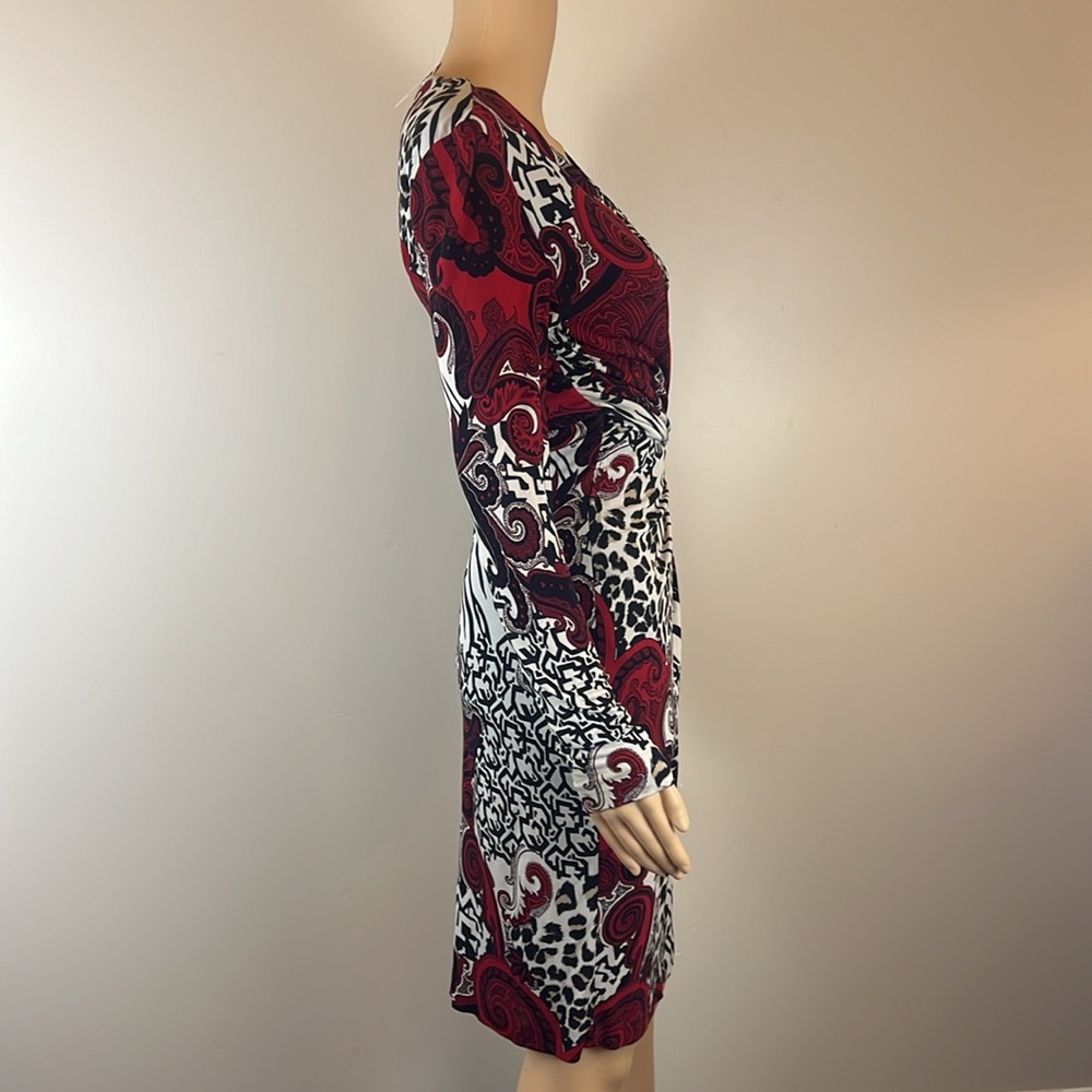 Etro Multi Print Ruched V-Neck Dress - Picture 4 of 7
